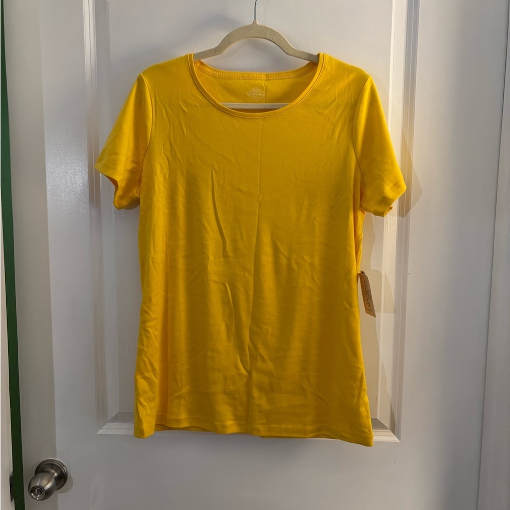 Women’s St John’s Bay Yellow Short-Sleeve Crewneck Tee Sz LT -Large Tall